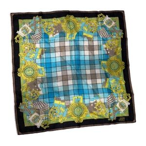 Versace Blue and Yellow Patterned Scarf
